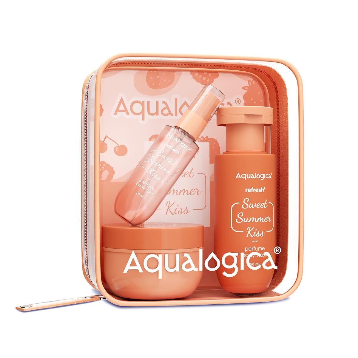 Aqualogica Refresh+ Sweet Summer Kiss Body Care Set 1 Aqualogica Refresh+ Sweet Summer Kiss Body Care Set | Perfume Body Wash + Perfume Mist + Hydra Gel Moisturizer - Image 1