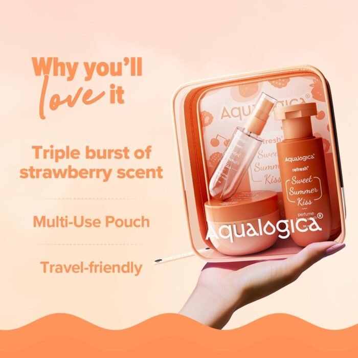 Aqualogica Refresh+ Sweet Summer Kiss Body Care Set | Perfume Body Wash + Perfume Mist + Hydra Gel Moisturizer - Image 5