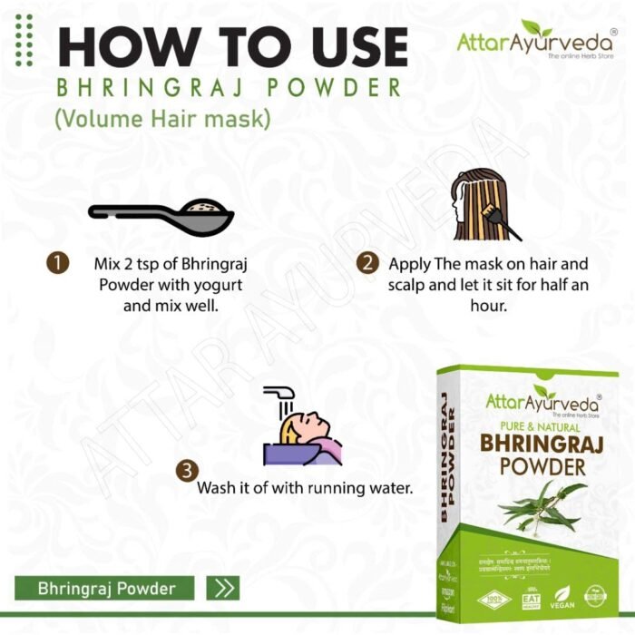 Attar Ayurveda Natural Bhringraj Powder for hair growth (100 Grams) | For Hair Mask and Eating | 100% Pure and Natural | No Chemical, No Preservatives - Image 6