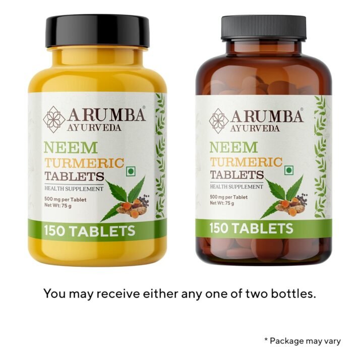 Ayurveda Neem Turmeric with Black pepper Tablets 150 Tablets, Pure Turmeric Root Powder and Neem Leaf Powder - Image 3