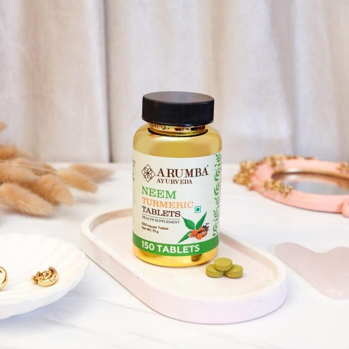 Ayurveda Neem Turmeric with Black pepper Tablets 150 Tablets, Pure Turmeric Root Powder and Neem Leaf Powder - Image 7