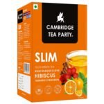 Cambridge Tea Party Slim 30 Tea Bags, Hibiscus Clove Orange Rose Turmeric Cinnamon Tulsi Green Tea (immunity booster with natural vitamins, cleanse, cold relief, weight loss, slim, skin glow)