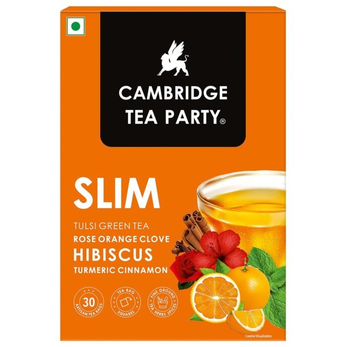 Cambridge Tea Party Slim 30 Tea Bags, Hibiscus Clove Orange Rose Turmeric Cinnamon Tulsi Green Tea (immunity booster with natural vitamins, cleanse, cold relief, weight loss, slim, skin glow) - Image 6