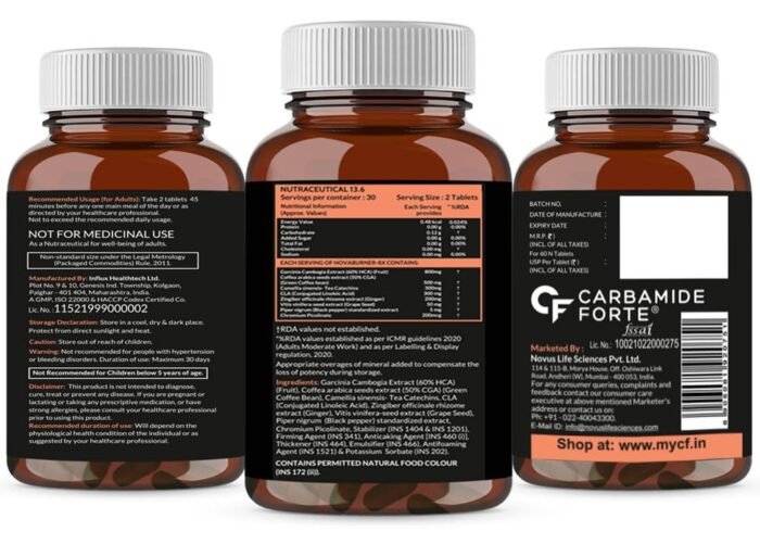 Carbamide Forte Fat Burner for Men & Women | Weight Loss Support - 60 Veg Tablets, 180 Grams, 30 Servings - Image 8