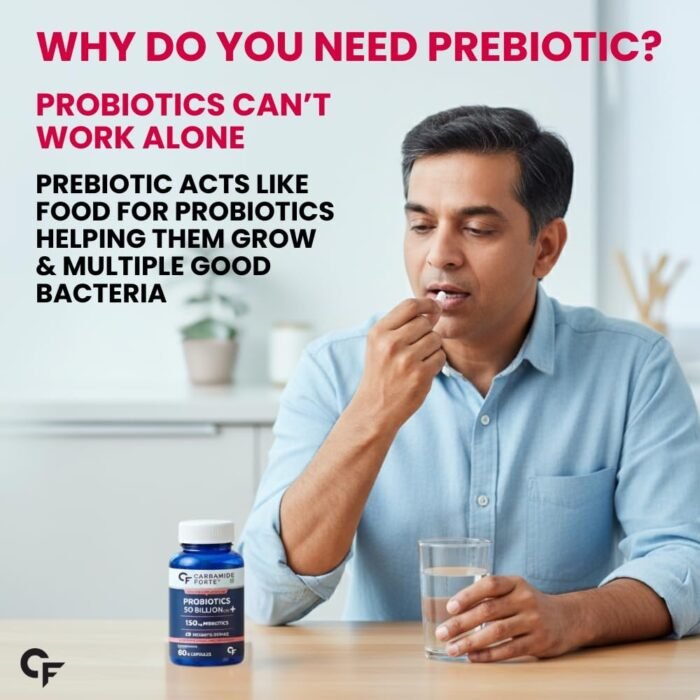 Carbamide Forte Probiotics Supplement 50 Billion CFU Gut Health Supplements with Probiotic | Gut Cleanse with Prebiotics and Probiotics – 60 Capsules - Image 9