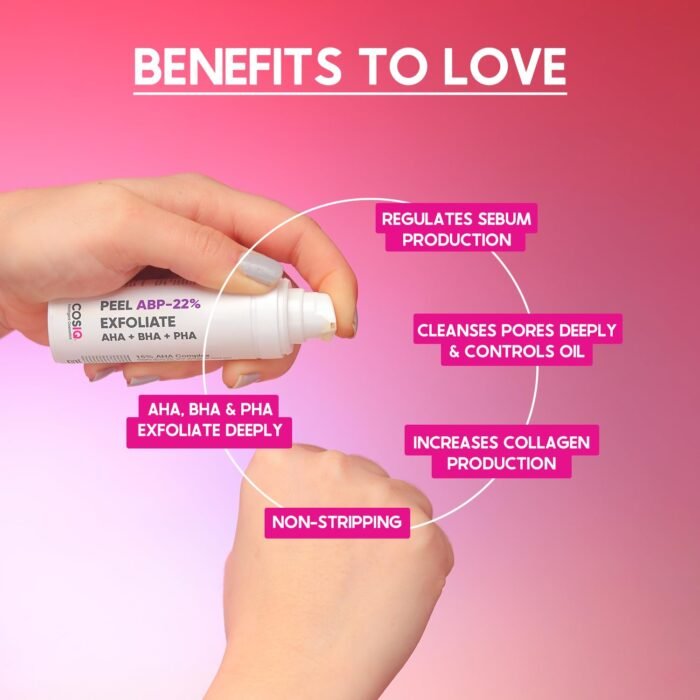 Cos-IQ 15% AHA + 2% BHA + 5% PHA Peeling Solution Serum for Glowing Skin, Smooth Texture & Pore Cleansing | 22% AHA BHA PHA Peel For Regular Exfoliating Peel | 30ml - Image 4