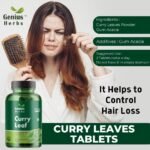 Genius Herbs Curry Leaf Tablets 500 mg | Effective for Natural Hair growth | Rich in Iron | 120 No.s Pack of 1 - Image 5
