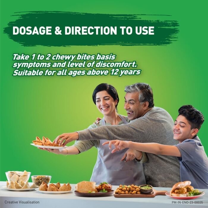 ENO CHEWY BITES: Tasty Chewable Antacid for Gentle & Effective relief from acidity - Antime, Anywhere!! - LEMON FLAVOUR - Pack of 30 Tabs - Image 3