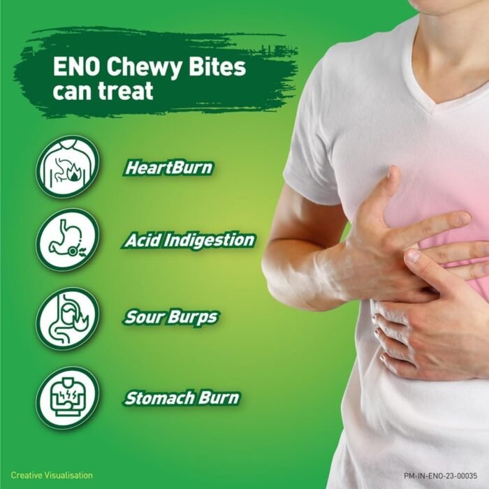 ENO CHEWY BITES: Tasty Chewable Antacid for Gentle & Effective relief from acidity - Antime, Anywhere!! - LEMON FLAVOUR - Pack of 30 Tabs - Image 5