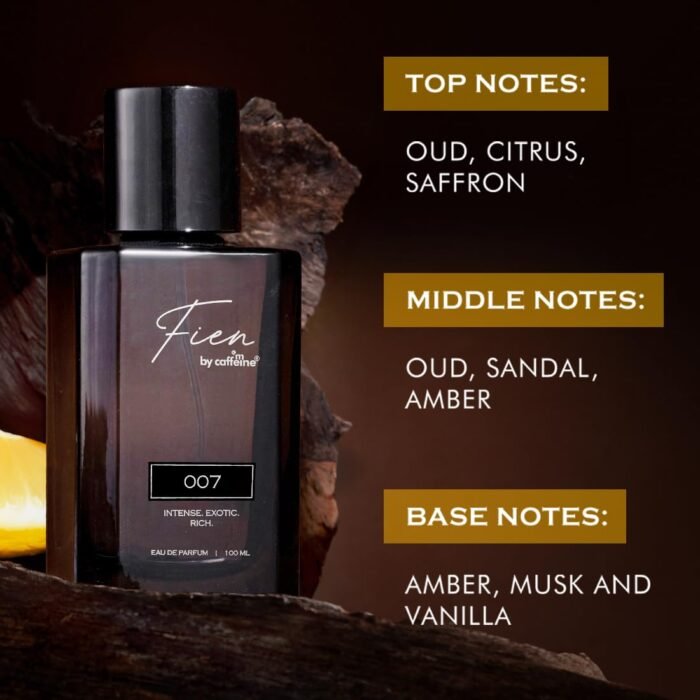 FIEN 007 Perfume for Men | Oriental Oud Scent | 12 Hrs Long Lasting | mCaffeine Perfume | Fien Eau De Parfum with Oud, Sandal & Musk | perfume for men | Solid mCaffeine Premium & Luxurious Perfume - 100ml - Image 3