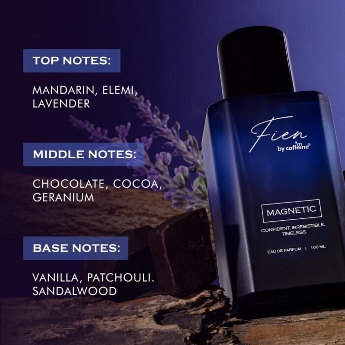 Fien Magnetic Perfume for Men | Aquatic Fragrance | 12 Hrs Long Lasting Eau De Parfum with Mandarin, Cocoa, Vanilla | Fien by mCaffeine Solid Perfume for Men | Long lasting Premium & Luxurious Perfume for Every Occasion - 100ml - Image 4