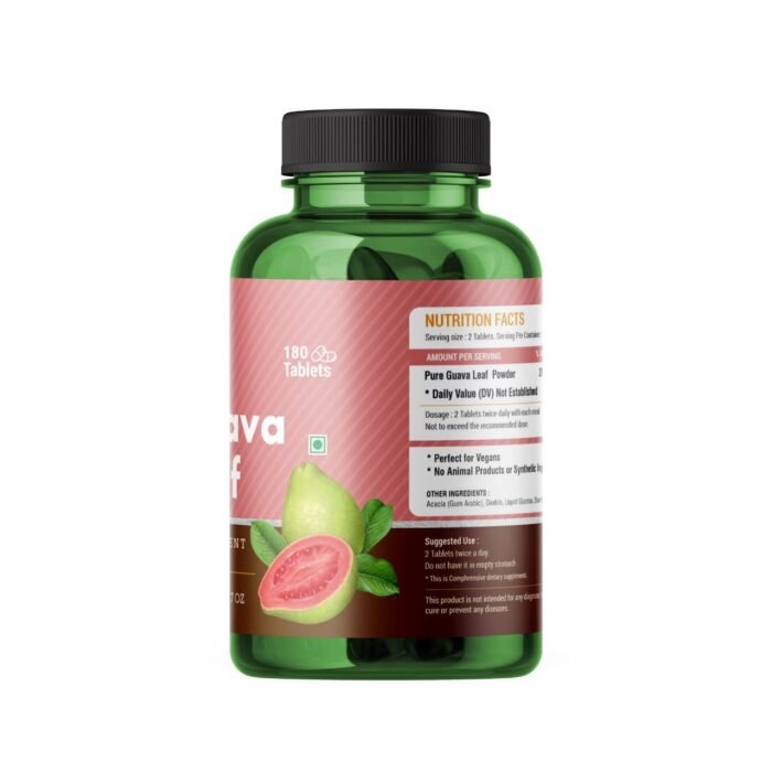 Genius Herbs Guava Leaf Tablets - Guava Leaf Tablets 500mg (180 Tablets)/Improves Skin Health/Helps in Weight Management - Image 3