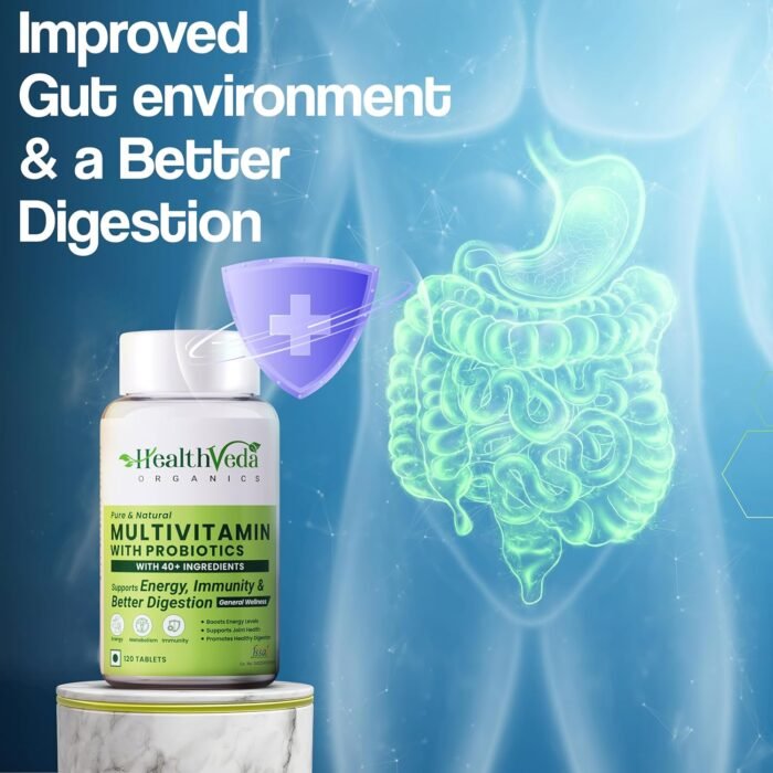 Health Veda Organics Multivitamin with Probiotics | 120 Tablets | 45+ Ingredients for Daily Energy, Immunity & Gut Health Support | For Men & Women - Image 6