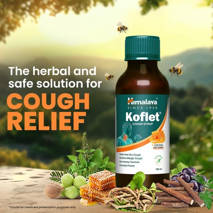 Himalaya Koflet Syrup|100 ml| Relief from cough, sore throat | Non-drowsy Formula| Made With Herbs | Contains 25% Honey* - Image 2