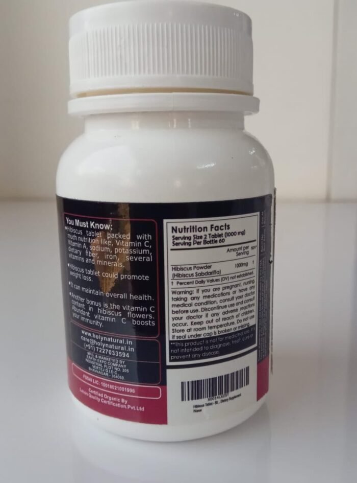 Holy Natural Hibiscus Tablet – 120 Tablet – Dietary Supplement and 1000mg Per Serving. - Image 2