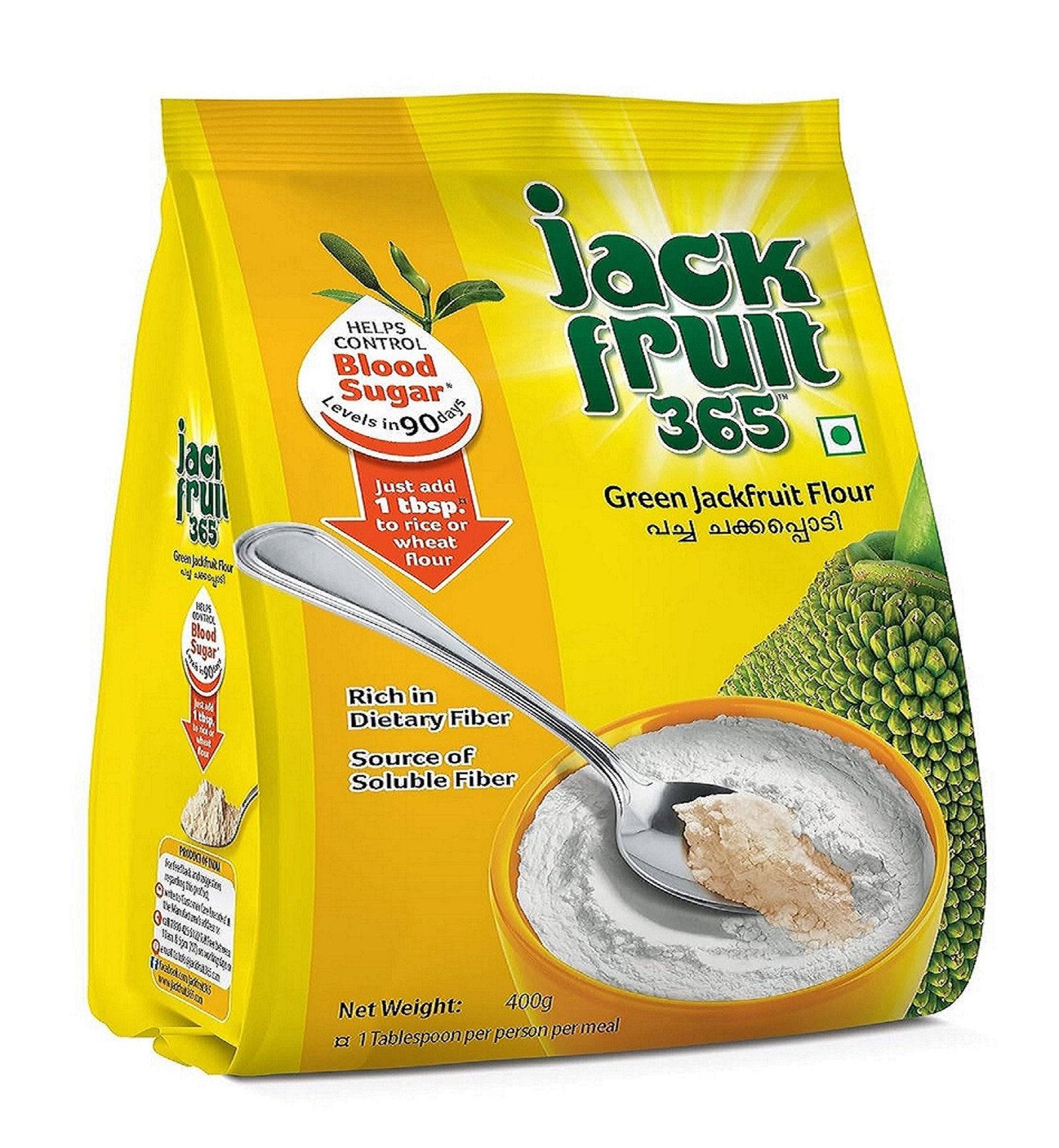 Jackfruit365 Green Jackfruit Flour 400g 1 Jackfruit365 Green Jackfruit Flour-Helps Control Sugar- 400g - Image 1