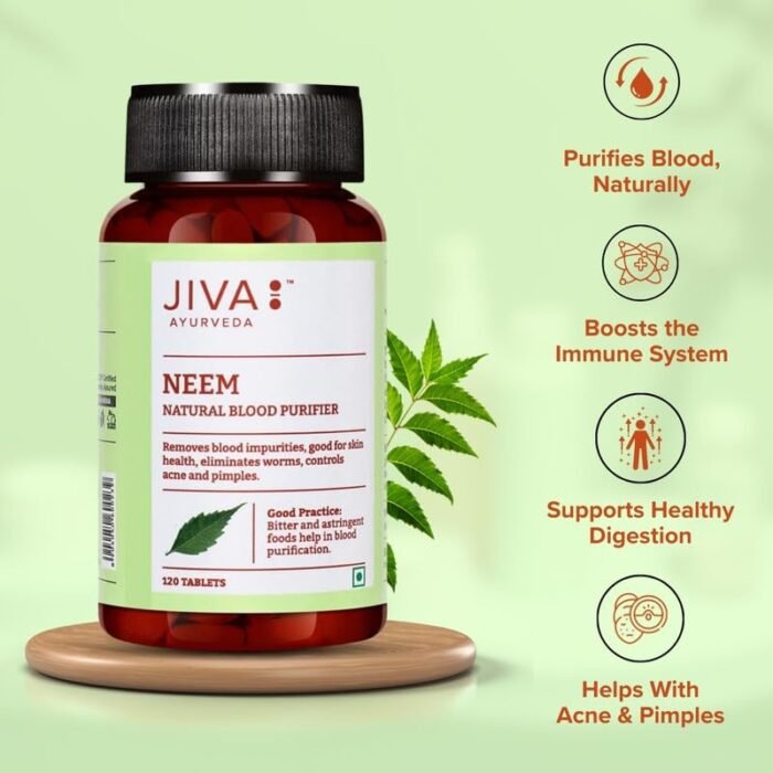 Jiva Neem Tablet - 120 Tablets | 100% Ayurvedic Formulation Purifies Blood, Treats Urinary Disorders | Pacifies Pitta And Kapha Doshas | Promotes Healthy Skin - Image 4
