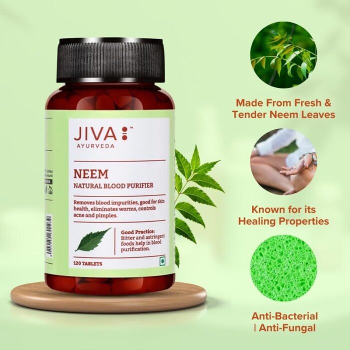Jiva Neem Tablet - 120 Tablets | 100% Ayurvedic Formulation Purifies Blood, Treats Urinary Disorders | Pacifies Pitta And Kapha Doshas | Promotes Healthy Skin - Image 5