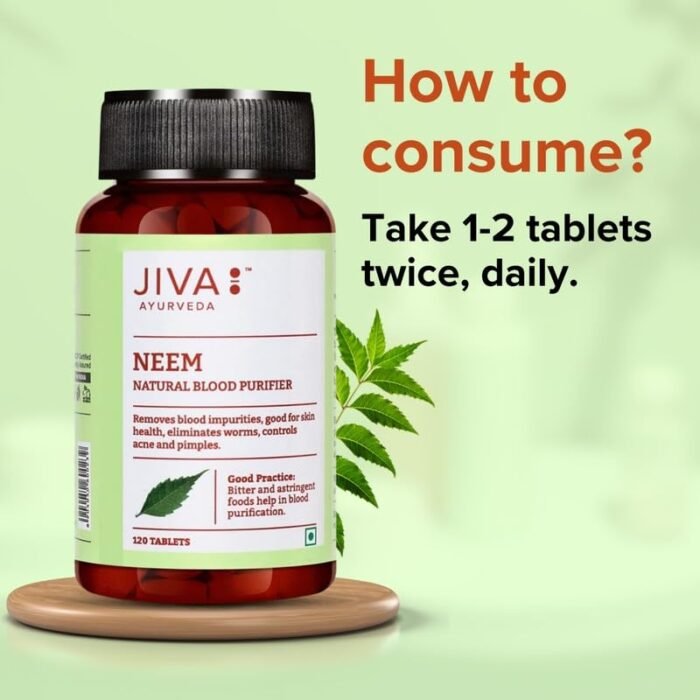 Jiva Neem Tablet - 120 Tablets | 100% Ayurvedic Formulation Purifies Blood, Treats Urinary Disorders | Pacifies Pitta And Kapha Doshas | Promotes Healthy Skin - Image 6