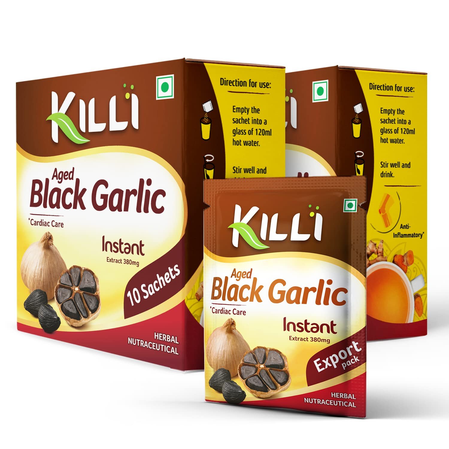KILLI Aged Black Garlic Instant 1 KILLI Aged Black Garlic Instant Ayurvedic Extract, 20 Sachets for Healthy Heart - Image 1