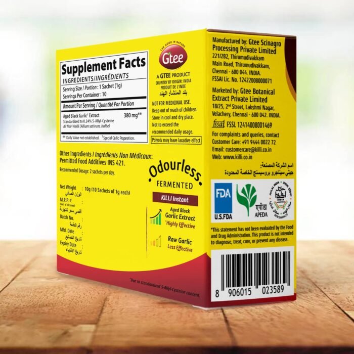 KILLI Aged Black Garlic Instant Ayurvedic Extract, 20 Sachets for Healthy Heart - Image 2