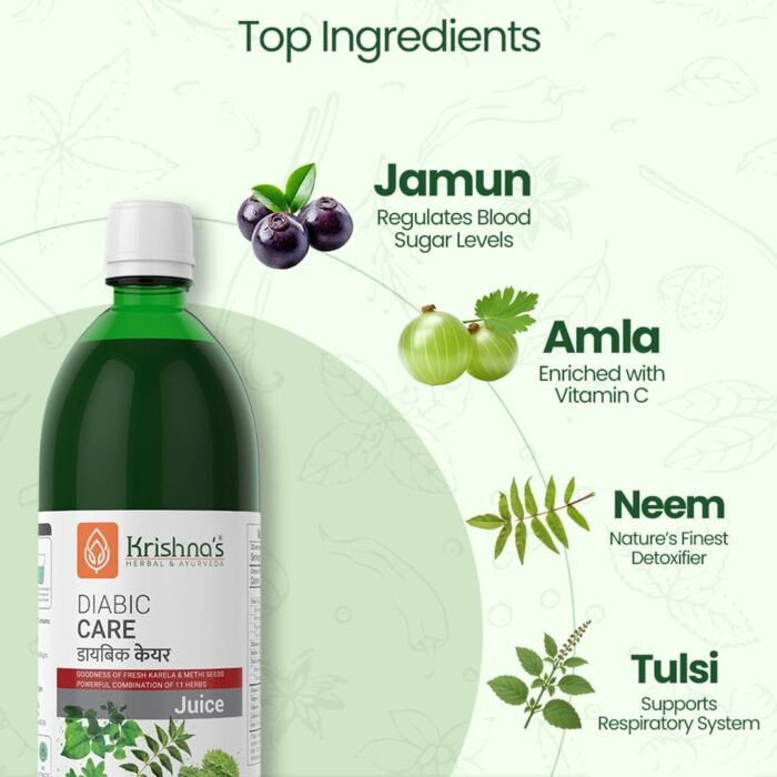 KRISHNA'S HERBAL & AYURVEDA Diabic Care Juice - 500 Ml | Blend Of 11 Herbs Methi, Amla, Karela, Jamun, Kutki, Guduchi & 5 Other Herbs To Manage Sugar Levels | Made In India - Image 3