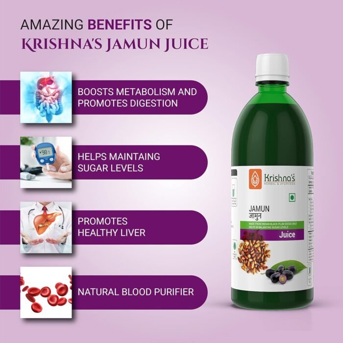 KRISHNA'S HERBAL & AYURVEDA Jamun Juice-500 Ml|Ayurvedic Way To Manage Blood Sugar|Good For Metabolic&Digestive Health - Image 4