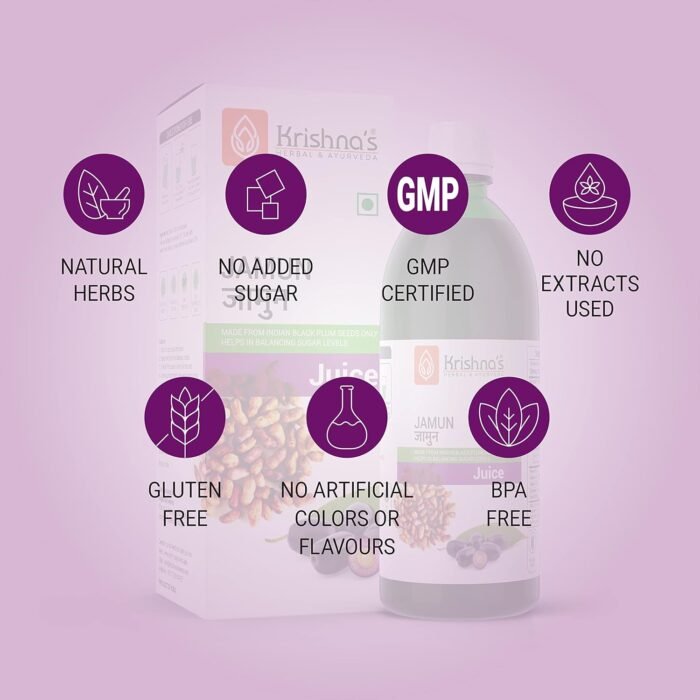 KRISHNA'S HERBAL & AYURVEDA Jamun Juice-500 Ml|Ayurvedic Way To Manage Blood Sugar|Good For Metabolic&Digestive Health - Image 6