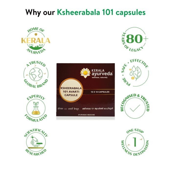 Kerala Ayurveda Ksheerabala 101 Avarti Capsule | For Healthy Joints| Natural Joint Pain Relief Capsules | For Age-Related Joint Issues | Joint Stiffness and Swelling | For Joint Strength, Mobility, and Flexibility | With Bala, Cow Milk in Sesame Oil | 100 capsules - Image 5
