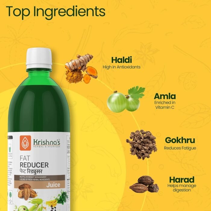 Krishna's Fat Reducer Juice - 500 ml | 12 Powerful herbs for Weight Management | Amla, Harad, Daru Haridra, Sunn Hemp | Aids Metabolism and Digestion - Image 3