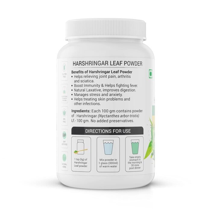 Krishna's Harshringar Powder (Nyctanthes arbor-tristis.)- 100 g |Natural and fresh Parijat leaf Powder | Boosts immunity & Improves skin quality - Image 5