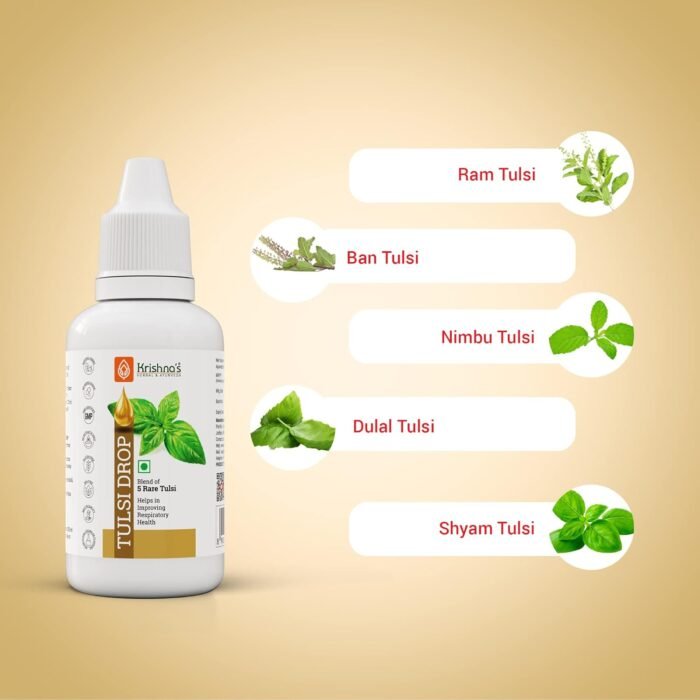 Krishna's Tulsi Drops 30 ml of 5 Rare Tulsi Drop for Natural Immunity Boosting | Nimbu Tulsi, Daulal Tulsi, No Preservatives | Tulsi Drops for immunity | Panch Tulsi Drop - Image 4