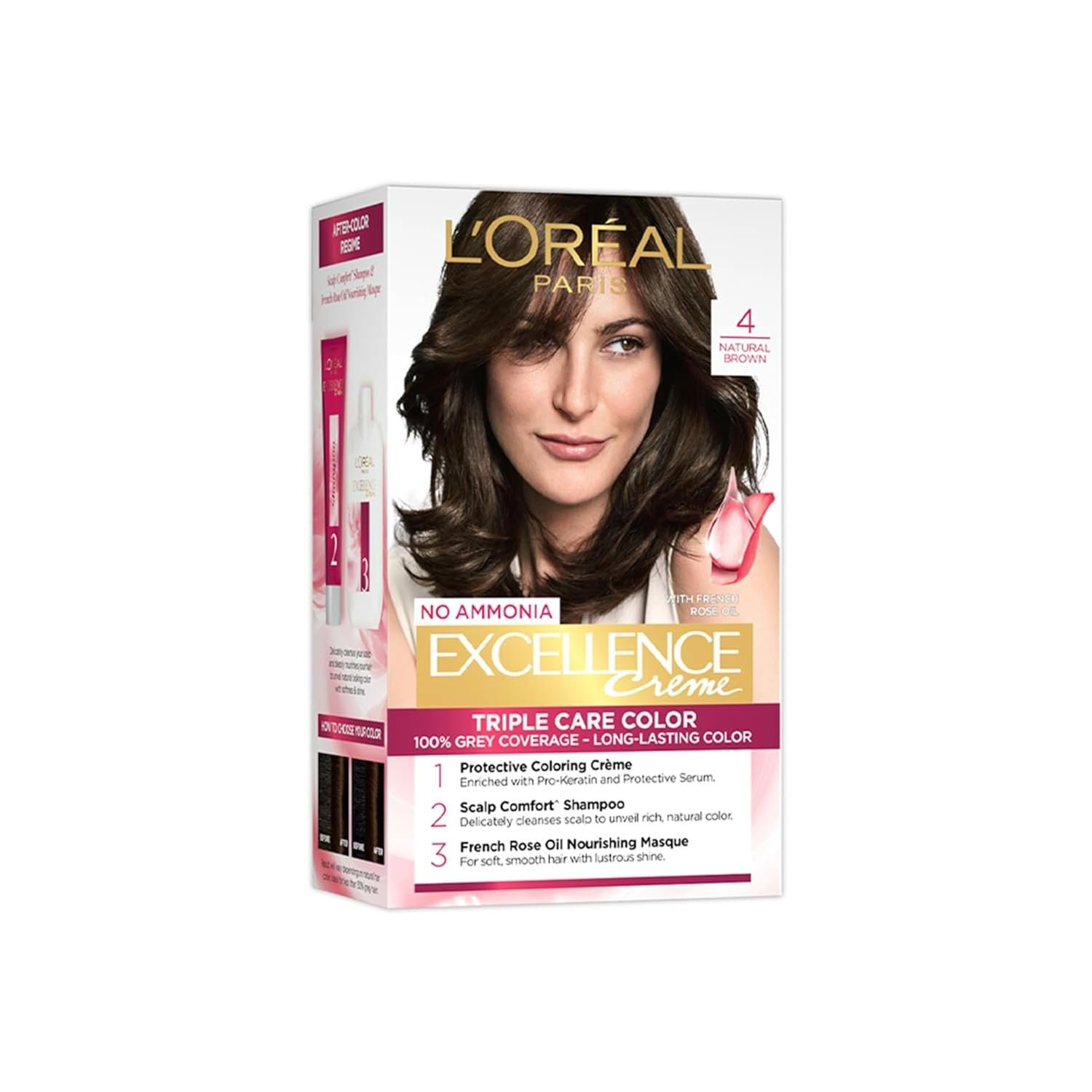 L'Oreal Paris Excellence Creme Hair Color, 4 Natural Brown 1 L'Oréal Paris Permanent Hair Colour 72ml+100g - Image 1