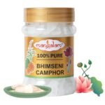 MANGALAM Bhimseni (Original) Solid Camphor 100G Jar - Pack Of 1 | 100% Organic | For Puja, Aromatherapy & Air Freshener | Sweet Fragrance 100gm, 250 gm