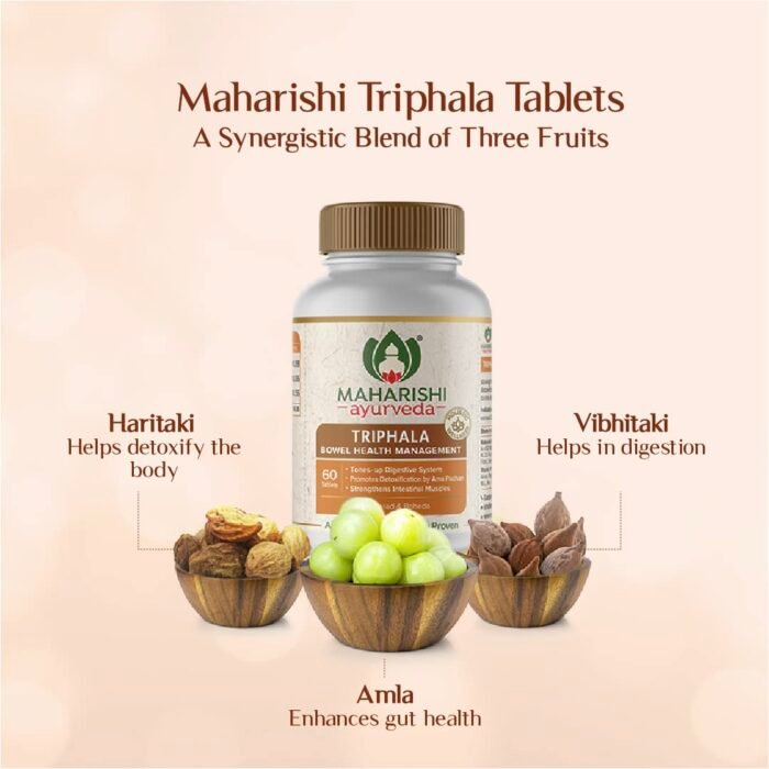 Maharishi Ayurveda Triphala Tablets Maharishi Ayurveda 1000 MG | Supports Healthy Digestion | Improves Bowel Wellness| Relieves Constipation | Pure Herbs Used |100% Ayurvedic | 60 Tabs (Pack of 1) - Image 4
