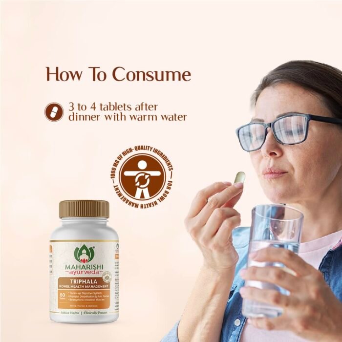 Maharishi Ayurveda Triphala Tablets Maharishi Ayurveda 1000 MG | Supports Healthy Digestion | Improves Bowel Wellness| Relieves Constipation | Pure Herbs Used |100% Ayurvedic | 60 Tabs (Pack of 1) - Image 6