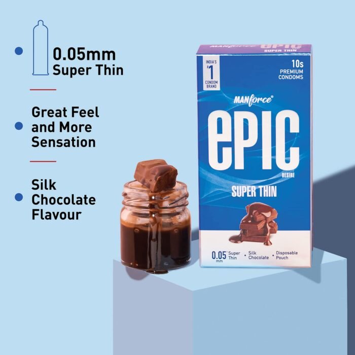 Manforce Epic Desire | Ultra Thin Condom for Enhanced Pleasure | Silk Chocolate Flavour | 10 Pcs - Image 3