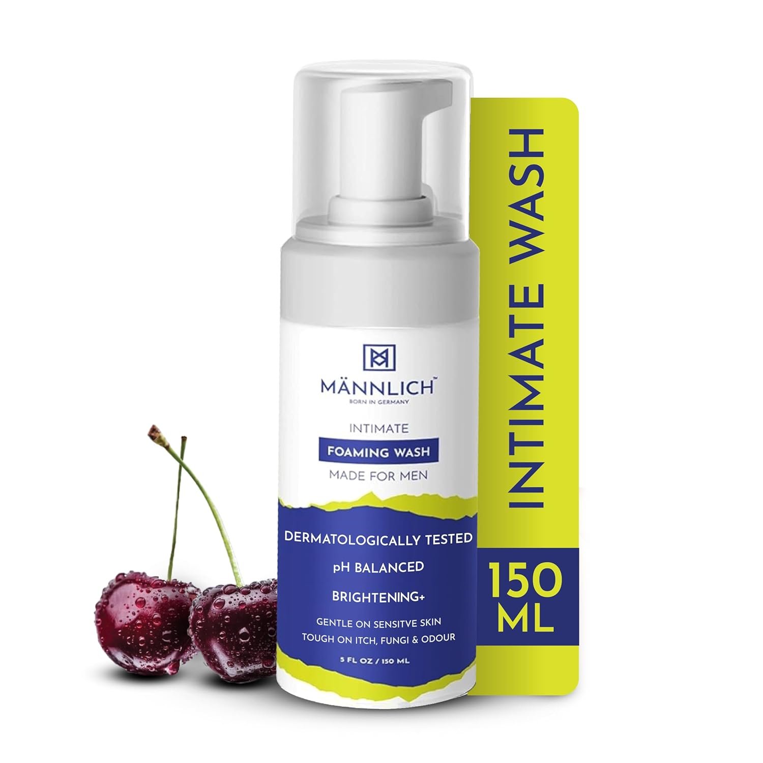 Mannlich Intimate Wash for Men (150 ml) 1 Mannlich Intimate Wash for Men (150 ml) Relieves Itchiness & Odour, Prevents Fungal Growth, Genital Area, pH Balanced & Dermatologically Tested With Tea Tree Oil, Neem, Eucalyptus Oil, 1% Salicylic & Lactic Acid - Image 1