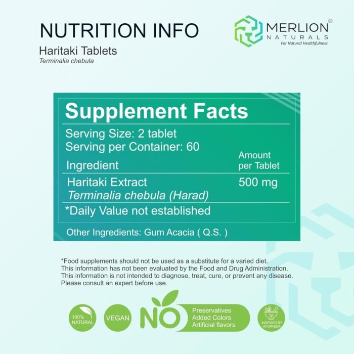 Merlion Naturals Haritaki Tablets, Terminalia chebula, 500mg (120 Tablets) - Image 3