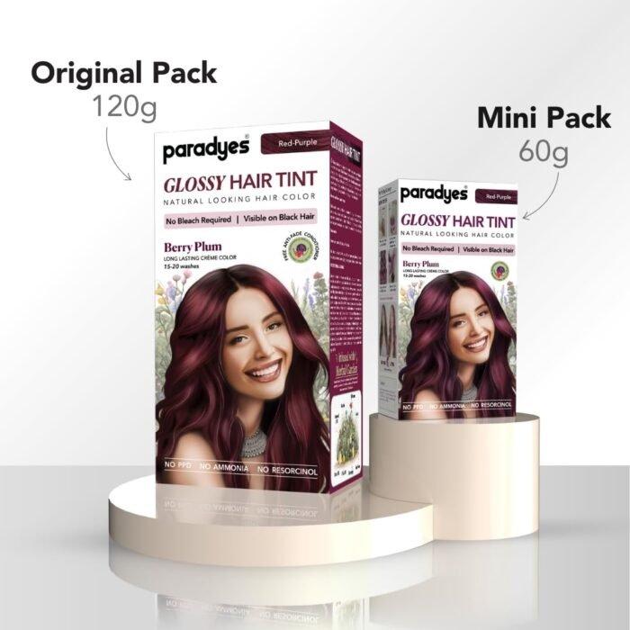 Paradyes Mini Berry Plum Glossy Hair Tint | No Bleach, Ammonia-Free | Trial Pack Perfect for Testing or Small Sections | Visible on Black Hair - Image 3