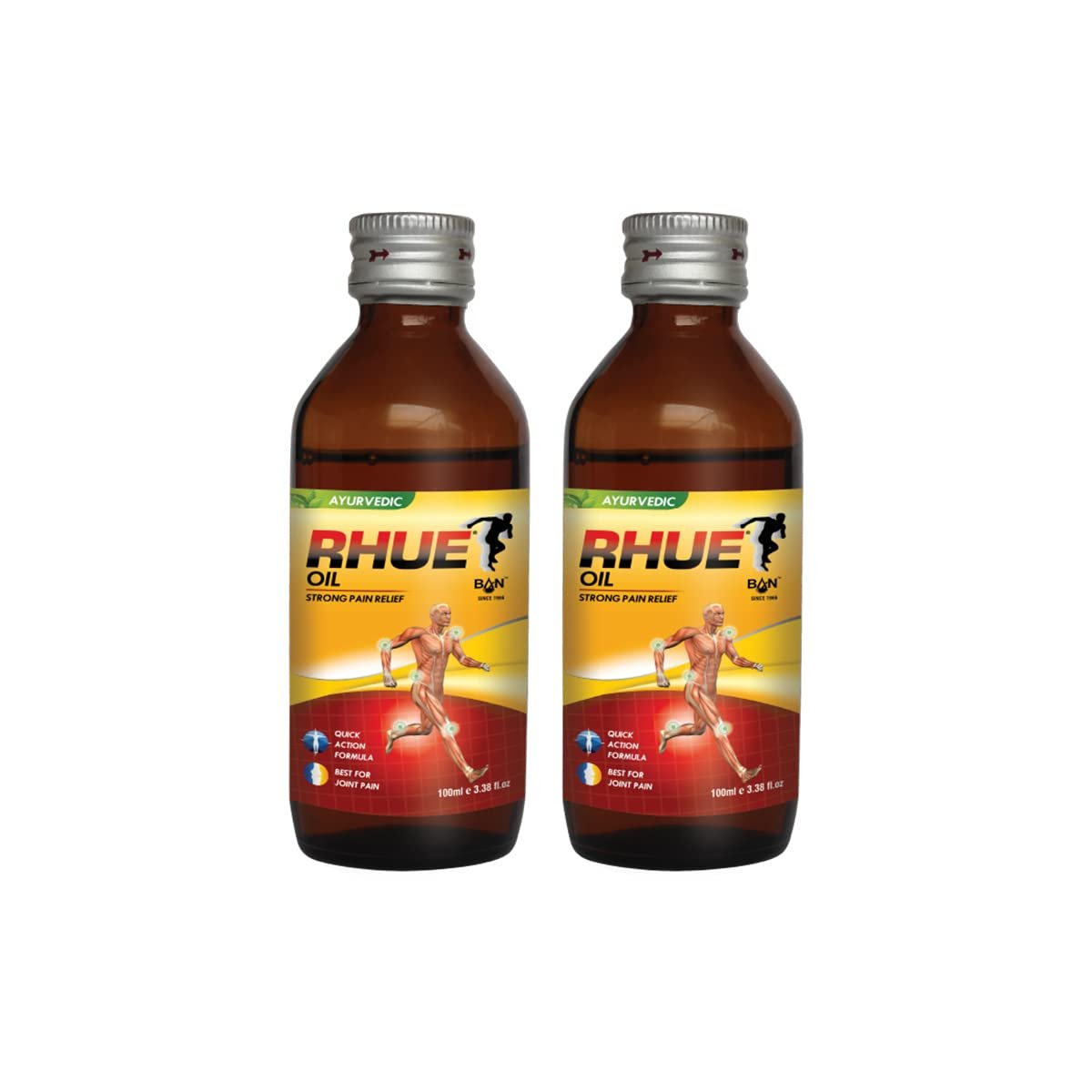 RHUE Strong Pain Relief Oil 100ml 1 RHUE Strong Pain Relief Oil 100ml Pack of 2 | Ajwain, Mustard & Clove Oil Extract With Natural Herbs | Ayurvedic Massage Tel For Knee/Legs/Shoulder/Neck/Back & Joint | Ointment For Men & Women - Image 1