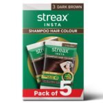 Streax Insta Shampoo Hair Colour for Women & Men, Pack of 5 |100% grey coverage |Long Lasting Hair Color, easy to use| Ammonia Free Hair Color, No Paraben & Sulphate