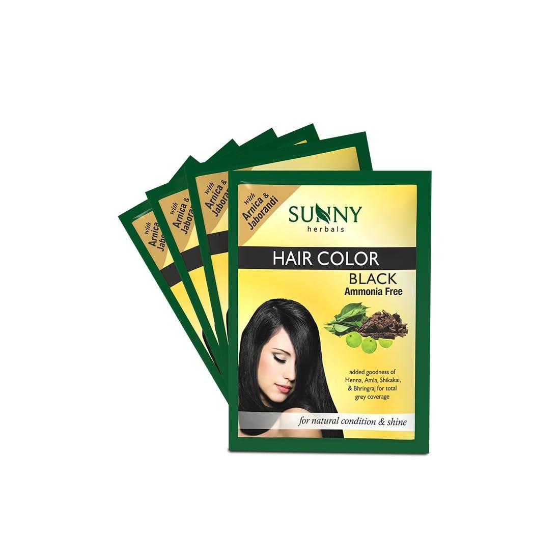 Sunny Herbals Black Hair Color 1 Sunny Herbals Black Hair Color | With Henna, Amla, Shikakai & Bhringraj | Long-Lasting Color | Deep Root-to-Tip Coverage | Ammonia-Free | Silicone-Free | Unisex | Natural Healthy Shine, Pack of 4 - Image 1