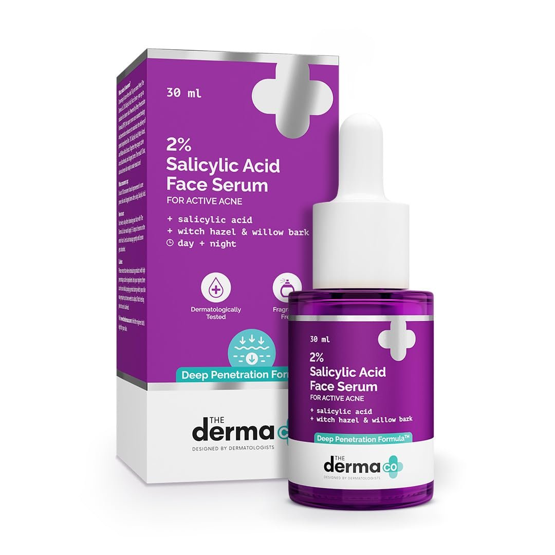 The Derma Co 2% Salicylic Acid Face Serum 1 The Derma Co 2% Salicylic Acid Face Serum | Reduces acne & blackheads | Tightens pores | Exfoliates & soothes inflammation | 30 ml - Image 1