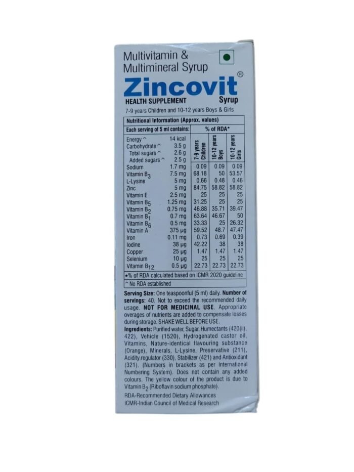 Zincovit - Bottle of 200 ml Syrup - Image 2