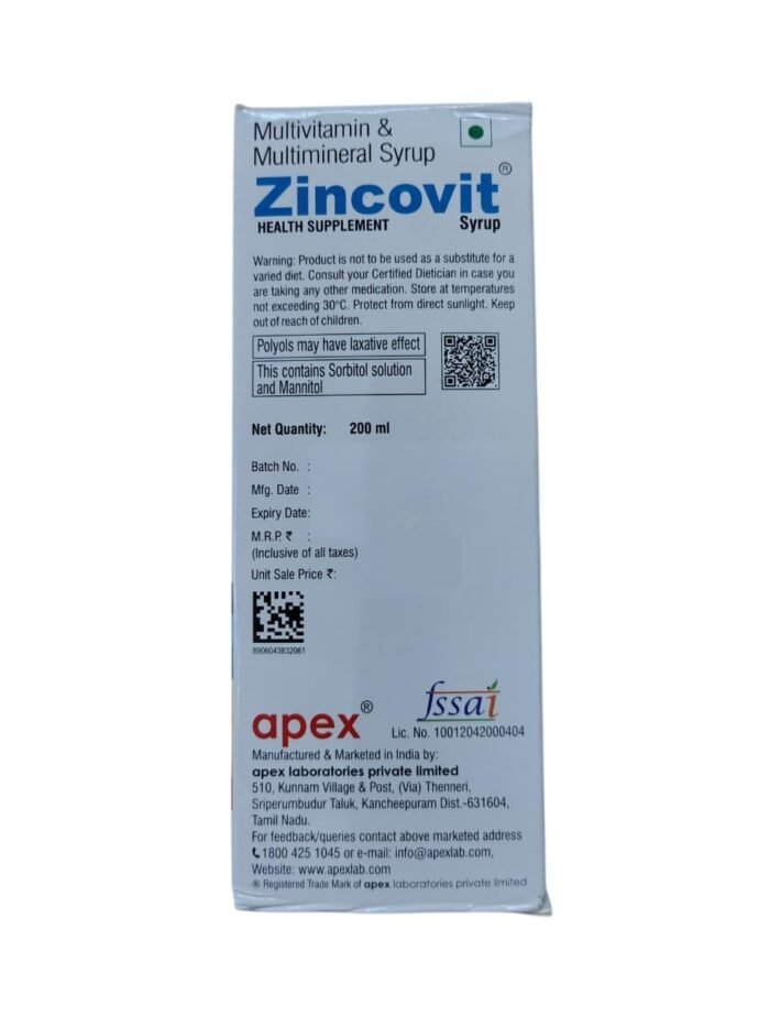 Zincovit - Bottle of 200 ml Syrup - Image 3