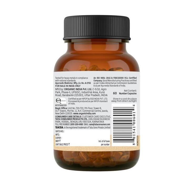 A TATA Product - Organic India Breathe Free - 60 Veg Capsules, Naturally Relieve Shortness of Breath, Wet & Dry Cough, Congestion & Improves Lung Capacity, GMP & NPOP Certified Organic - Image 8