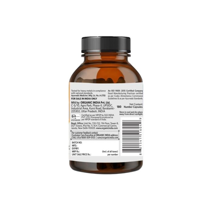 A TATA Product - Organic India Immunity - 180 Veg Capsules, Helps Boost Immune Response, Relief From Cold, Cough, Flue & Other Respiratory Tract Infection, GMP & NPOP Certified Organic - Image 2