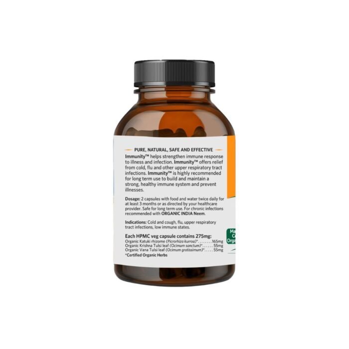 A TATA Product - Organic India Immunity - 180 Veg Capsules, Helps Boost Immune Response, Relief From Cold, Cough, Flue & Other Respiratory Tract Infection, GMP & NPOP Certified Organic - Image 3