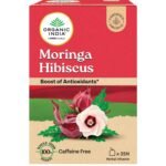 A TATA Product - Organic India Moringa Hibiscus Infusion, 25 Tea Bags, Certified Organic, Antioxidant-Rich, Caffeine-Free, Whole Herb Blend